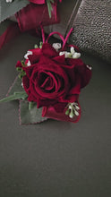 Load and play video in Gallery viewer, Burgundy, green and white corsage &amp; buttonhole AB2178 - School formal, prom, graduation
