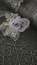Load and play video in Gallery viewer, Gray and sage green preserved flowers corsage &amp; buttonhole AB2177 - School formal, prom, graduation
