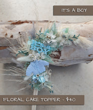Load image into Gallery viewer, Its a Boy Preserved flowers blue Cake Topper
