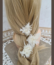 Load image into Gallery viewer, White Everlasting flowers bobby pins x 3
