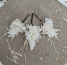 Load image into Gallery viewer, White Everlasting flowers bobby pins x 3
