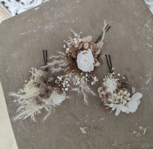 Load image into Gallery viewer, Everlasting flowers bobby pins mini preserved rose x 3
