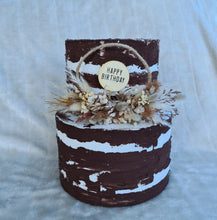 Load image into Gallery viewer, Boho style preserved everlasting flowers “Happy Birthday” cake hoop
