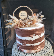 Load image into Gallery viewer, Boho style preserved everlasting flowers “Happy Birthday” cake hoop
