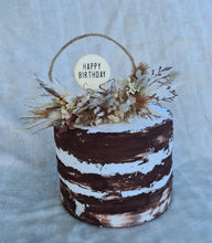 Load image into Gallery viewer, Boho style preserved everlasting flowers “Happy Birthday” cake hoop
