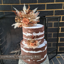 Load image into Gallery viewer, Rustic style cake topper with everlasting preserved roses.
