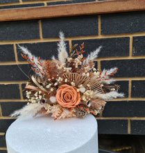 Load image into Gallery viewer, Rustic style cake topper with everlasting preserved roses.
