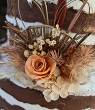 Load image into Gallery viewer, Rustic style cake topper with everlasting preserved roses.
