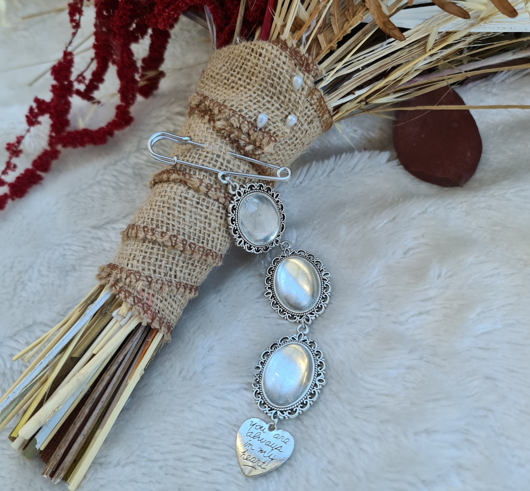 Bridal bouquet photo charm locket, brooch - 3 photos