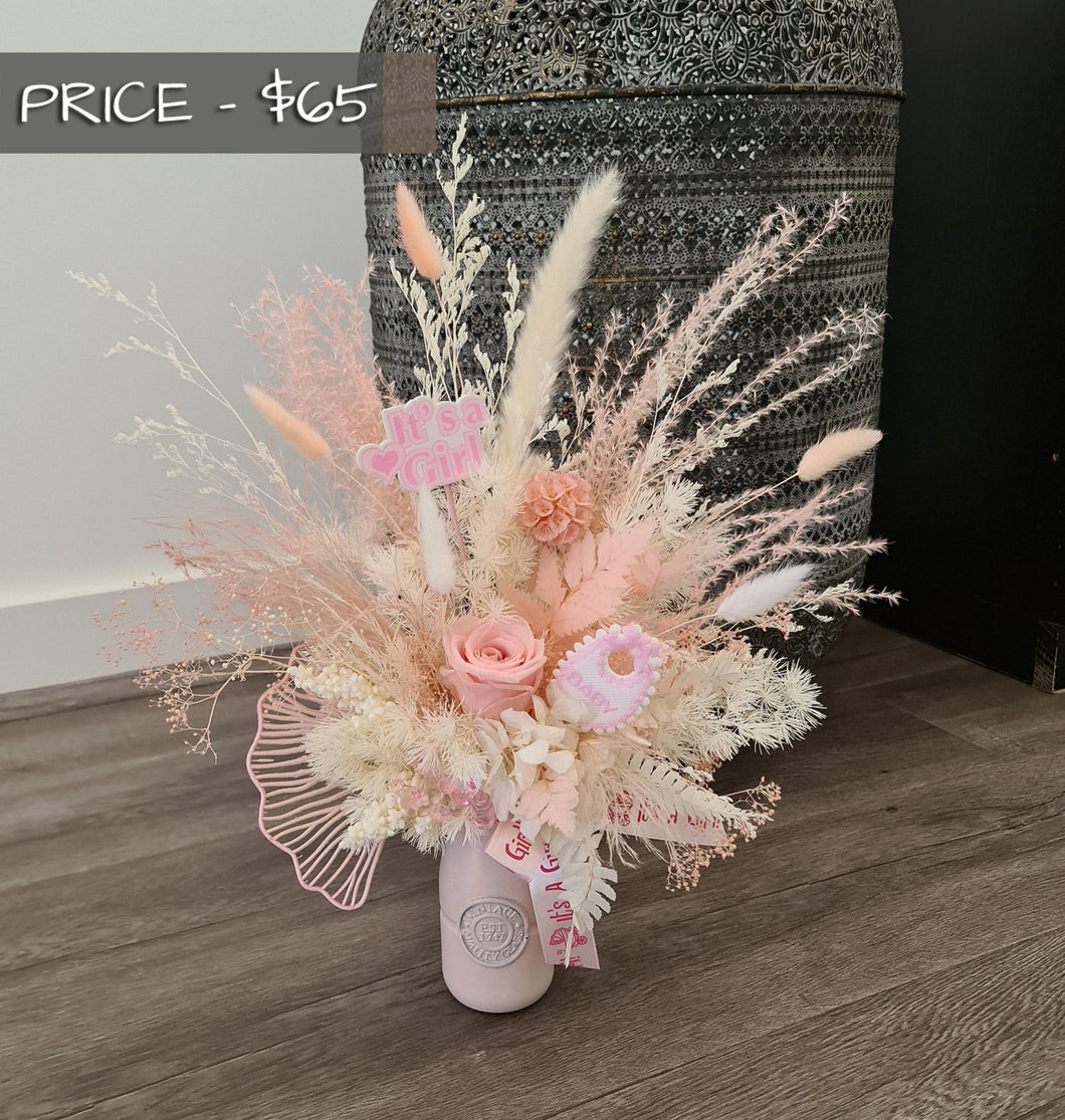 Welcome Baby girl preserved rose arrangement