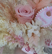 Load image into Gallery viewer, Welcome Baby girl preserved rose arrangement
