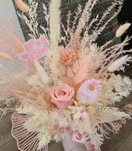 Load image into Gallery viewer, Welcome Baby girl preserved rose arrangement
