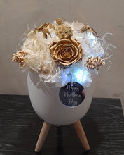 Load image into Gallery viewer, X - Golden everlasting roses in tripod pot
