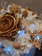 Load image into Gallery viewer, X - Golden everlasting roses in tripod pot
