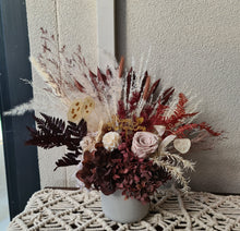 Load image into Gallery viewer, X - Burgundy &amp; cream preserved flowers
