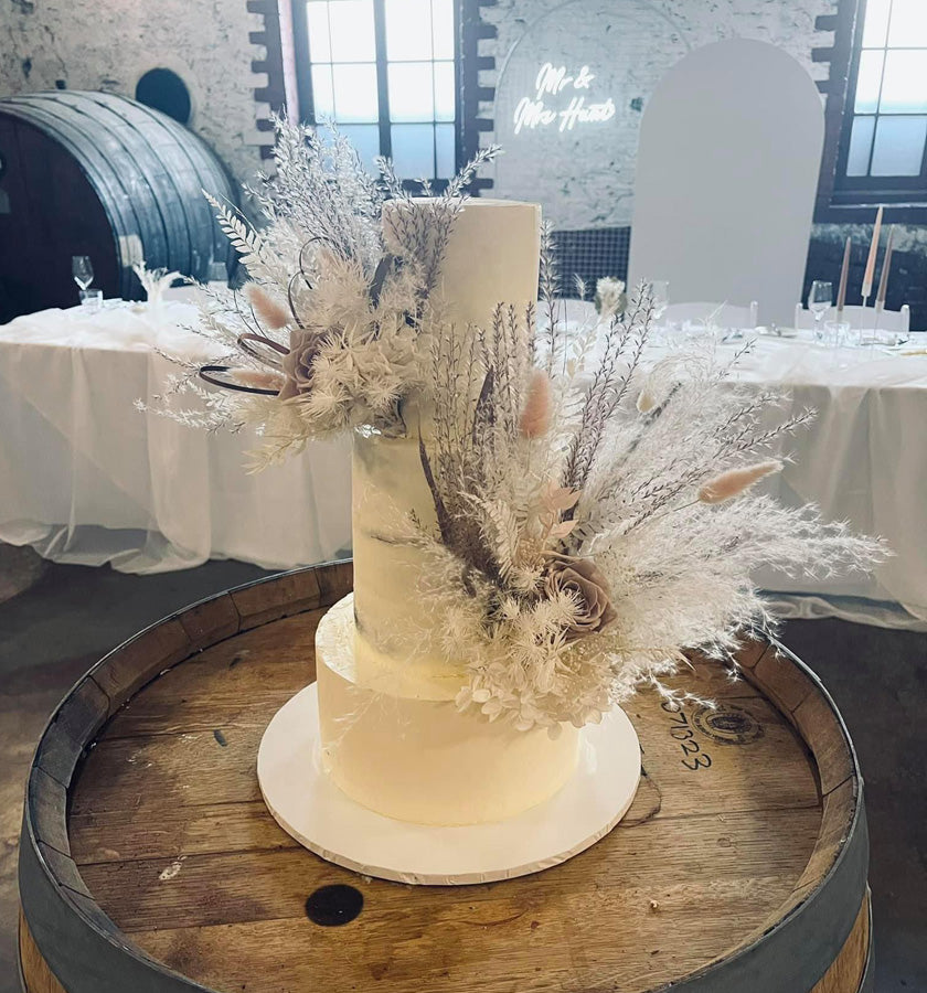 X - Preserved flowers wedding cake toppers