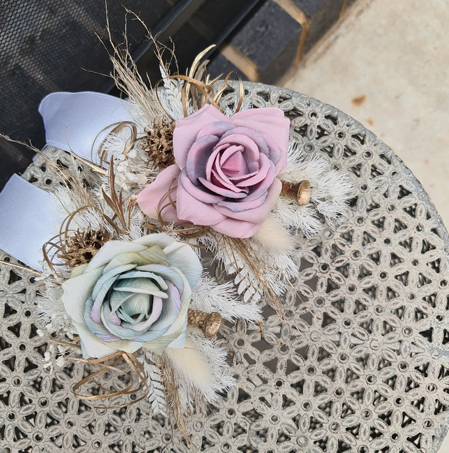 X - Wedding corsages silk & preserved