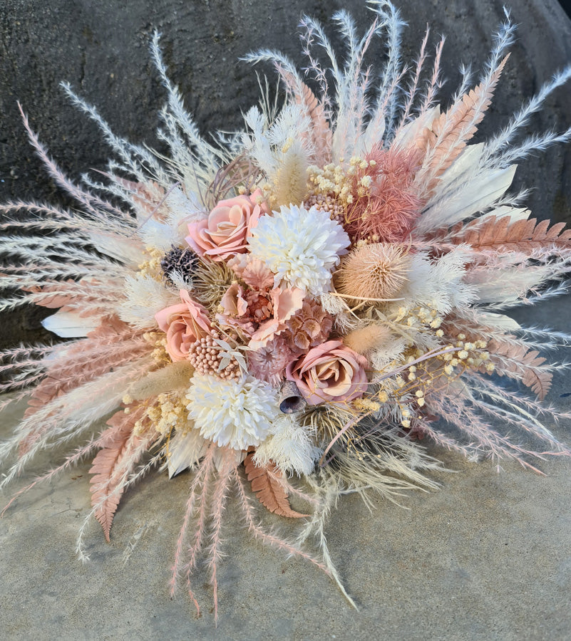 X - Bridal bouquet silk & preserved flowers