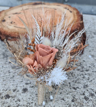 Load image into Gallery viewer, X - Preserved mini rose buttonhole - rustic
