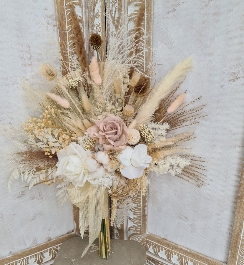 X - Real touch bridal bouquet - palm spear arrangement